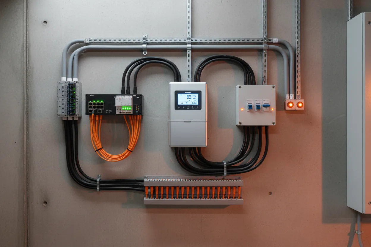 Quadro elétrico de um sistema de armazenamento